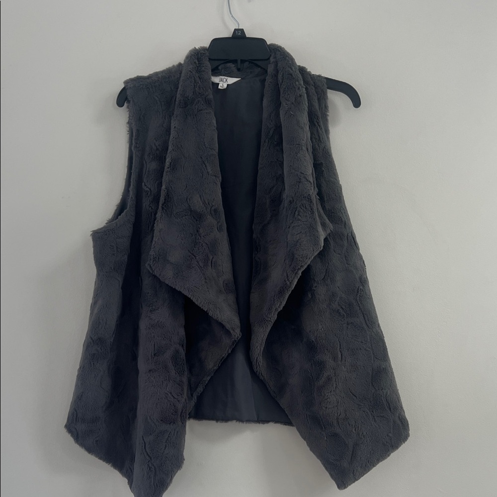 Jack by BB Dakota Dark Gray Faux Fur Vest